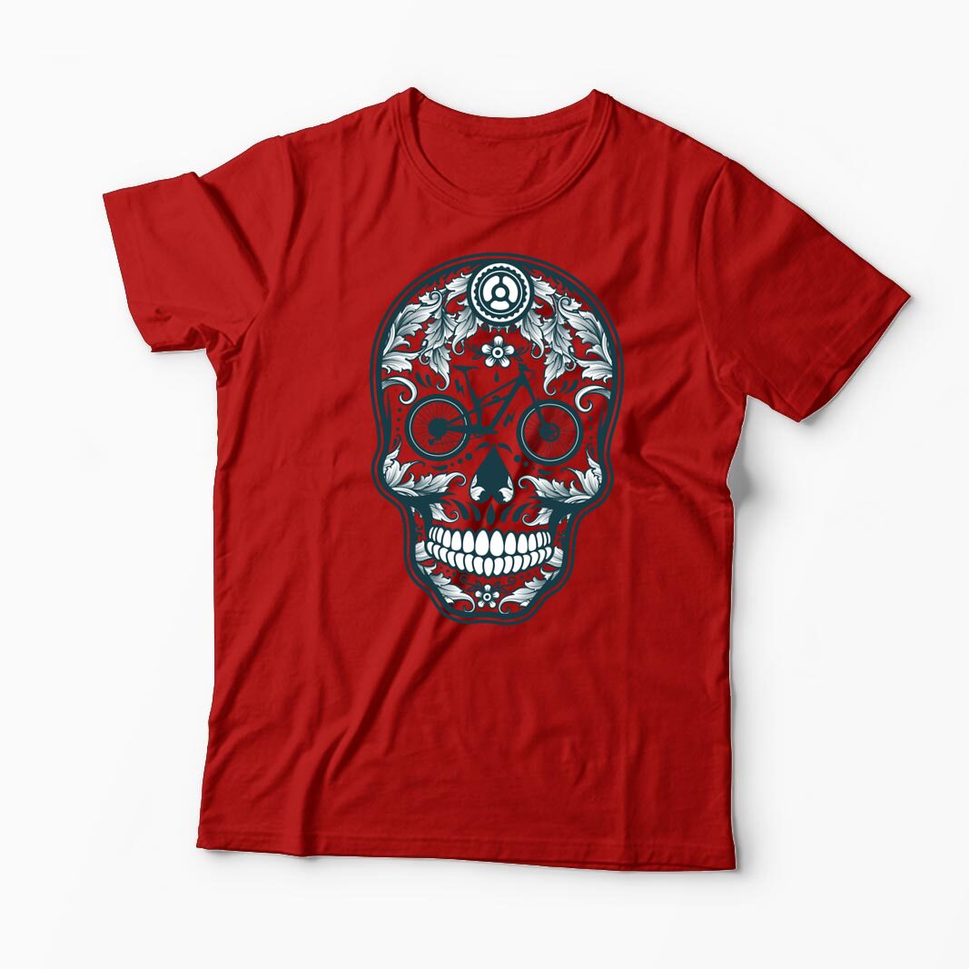 Tricou Personalizat Craniu Downhill Mountain Bike - Bărbați-Roșu