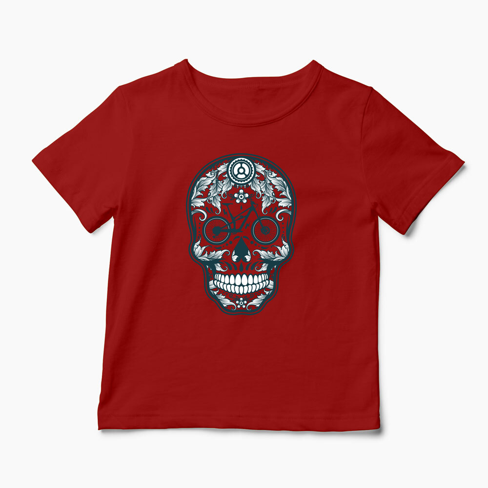 Tricou Personalizat Craniu Downhill Mountain Bike - Copii-Roșu