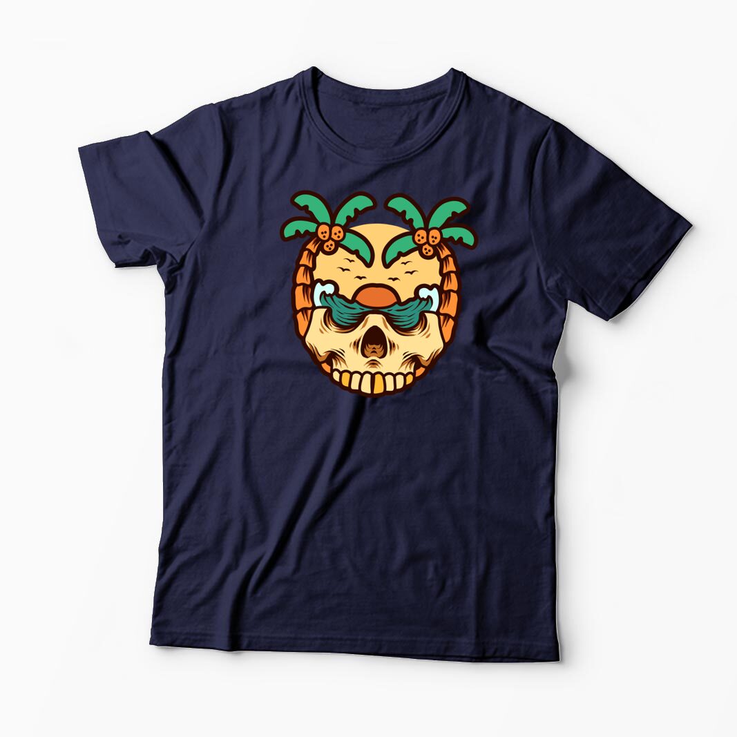 Tricou Personalizat Craniu Ocean Vară Palmieri - Bărbați-Bleumarin