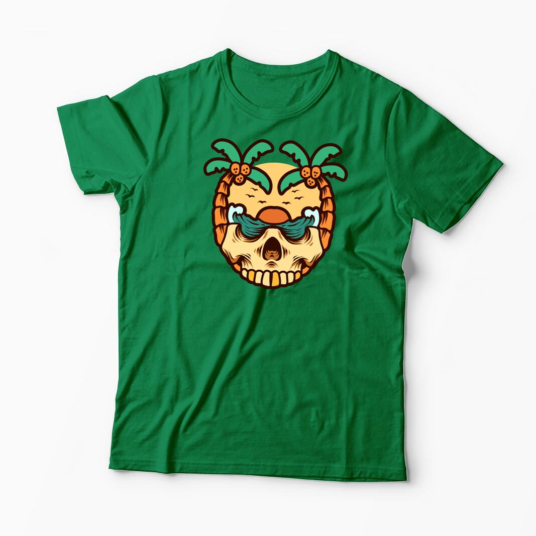 Tricou Personalizat Craniu Ocean Vară Palmieri - Bărbați-Verde