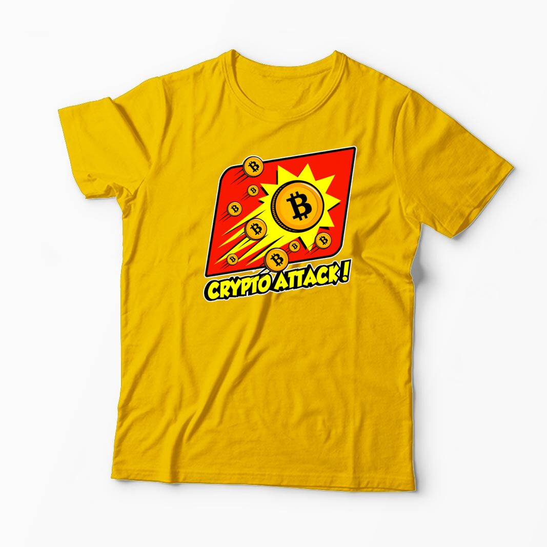 Tricou Personalizat Crypto Attack Bitcoin - Bărbați-Galben