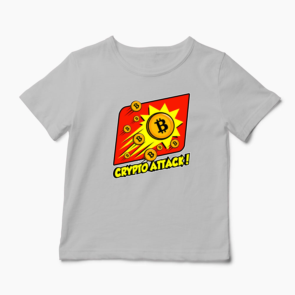 Tricou Personalizat Crypto Attack Bitcoin - Copii-Gri