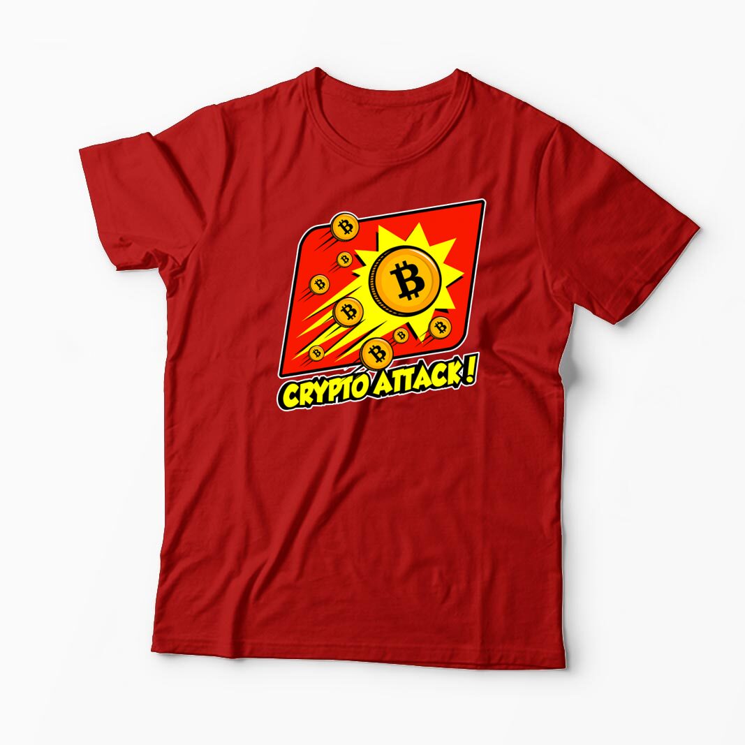 Tricou Personalizat Crypto Attack Bitcoin - Bărbați-Roșu