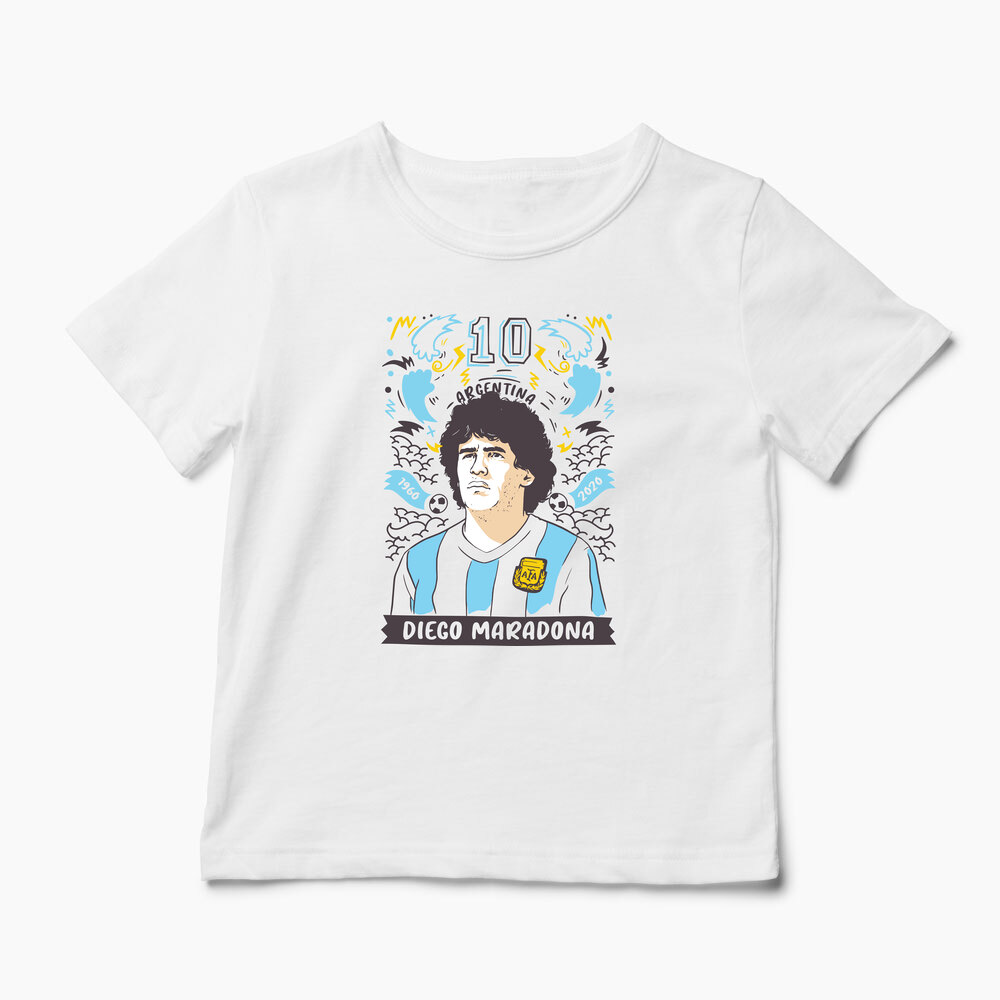 Tricou Personalizat Diego Maradona 10 Argentina - Copii-Alb