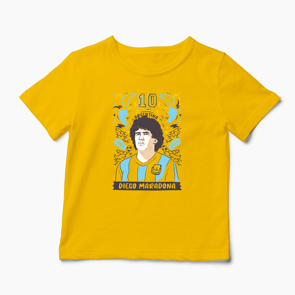 Tricou Personalizat Diego Maradona 10 Argentina - Copii-Galben