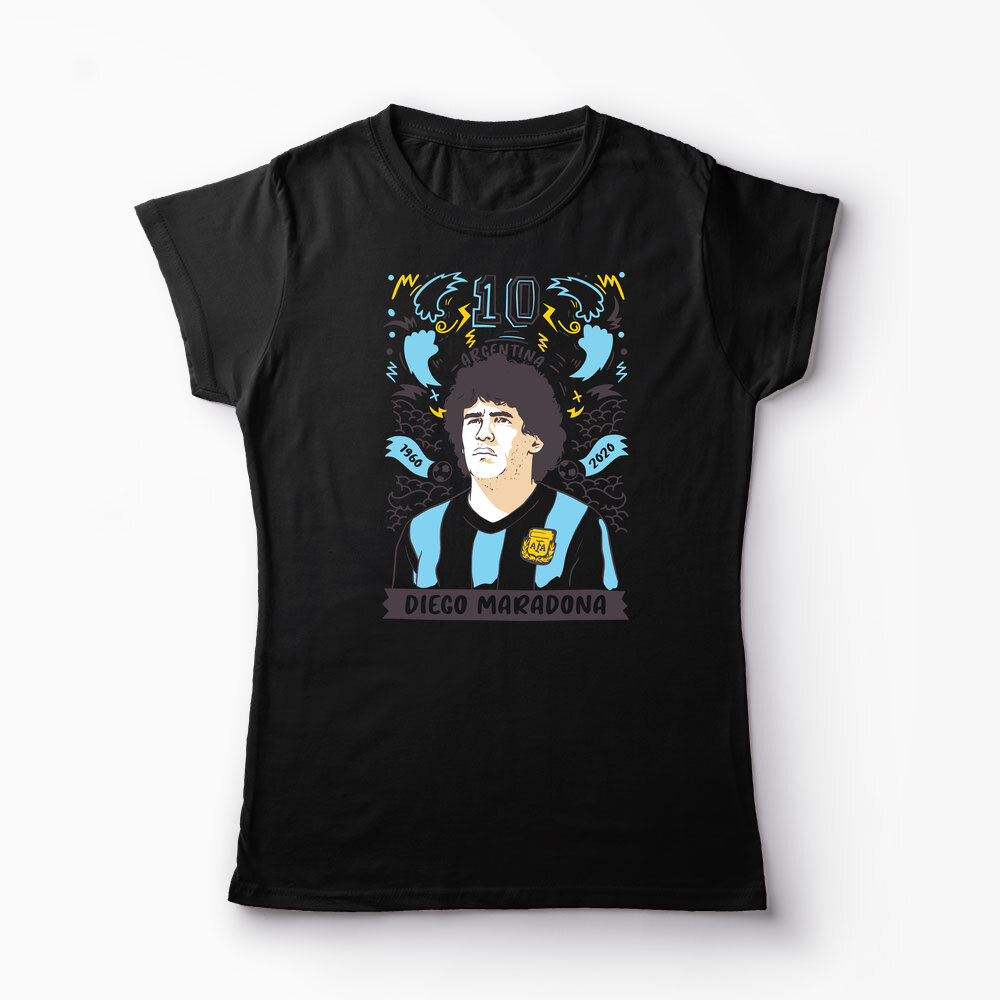 Tricou Personalizat Diego Maradona 10 Argentina - Femei-Negru