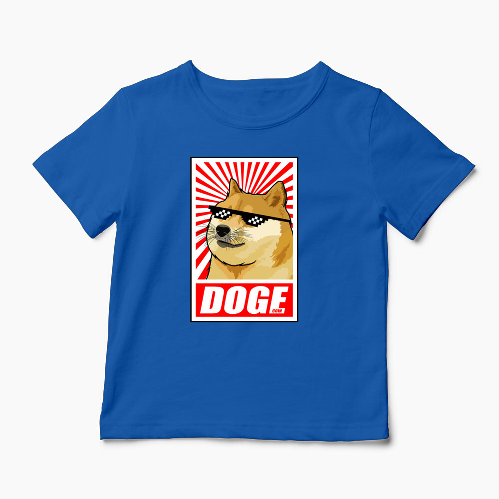 Tricou Personalizat Doge Coin - Copii-Albastru Regal
