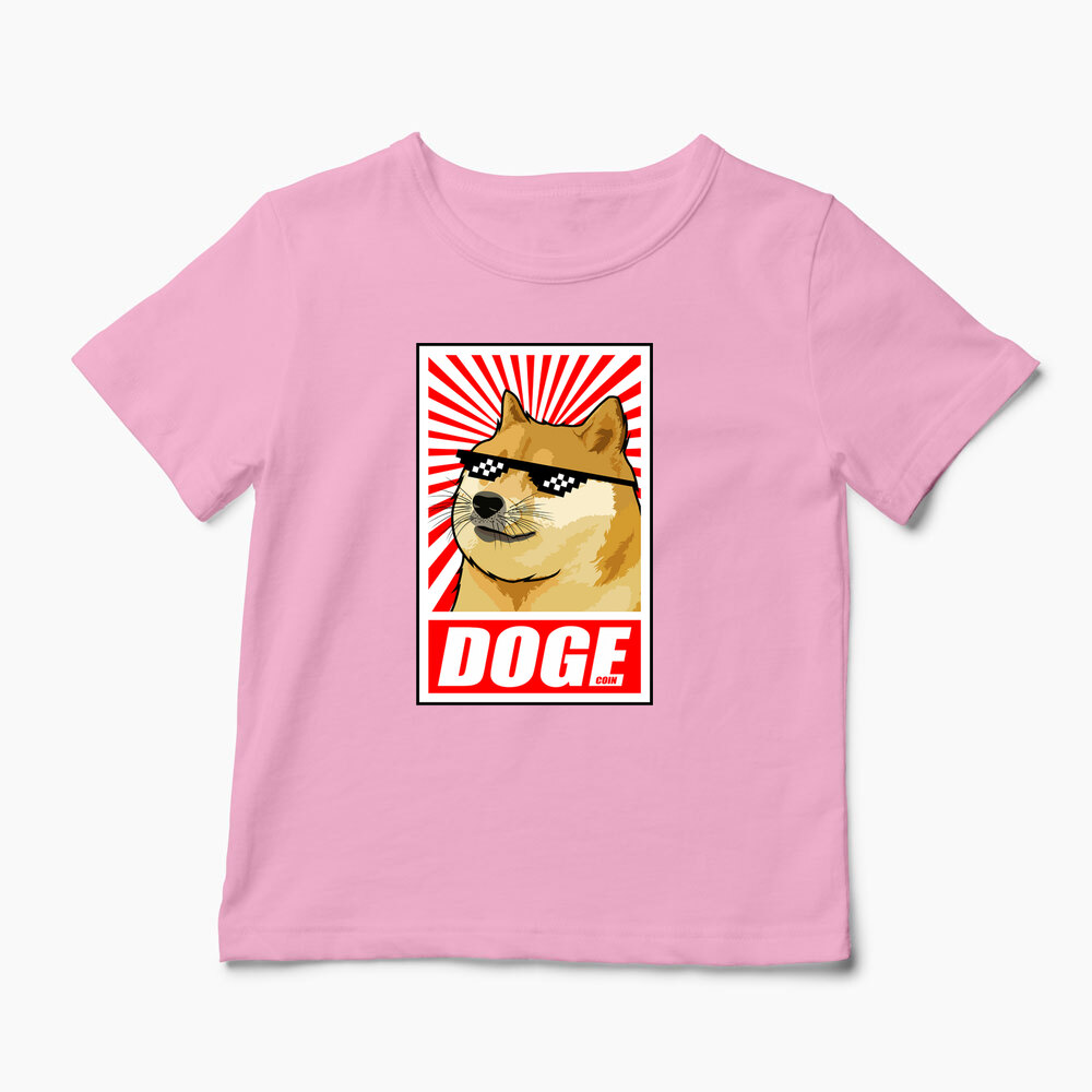 Tricou Personalizat Doge Coin - Copii-Roz