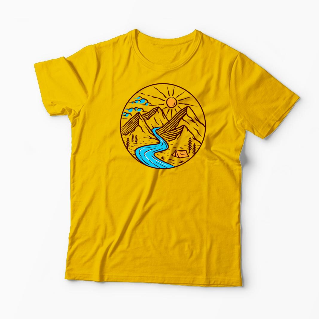 Tricou Personalizat Drumeție Munți Natură - Bărbați-Galben