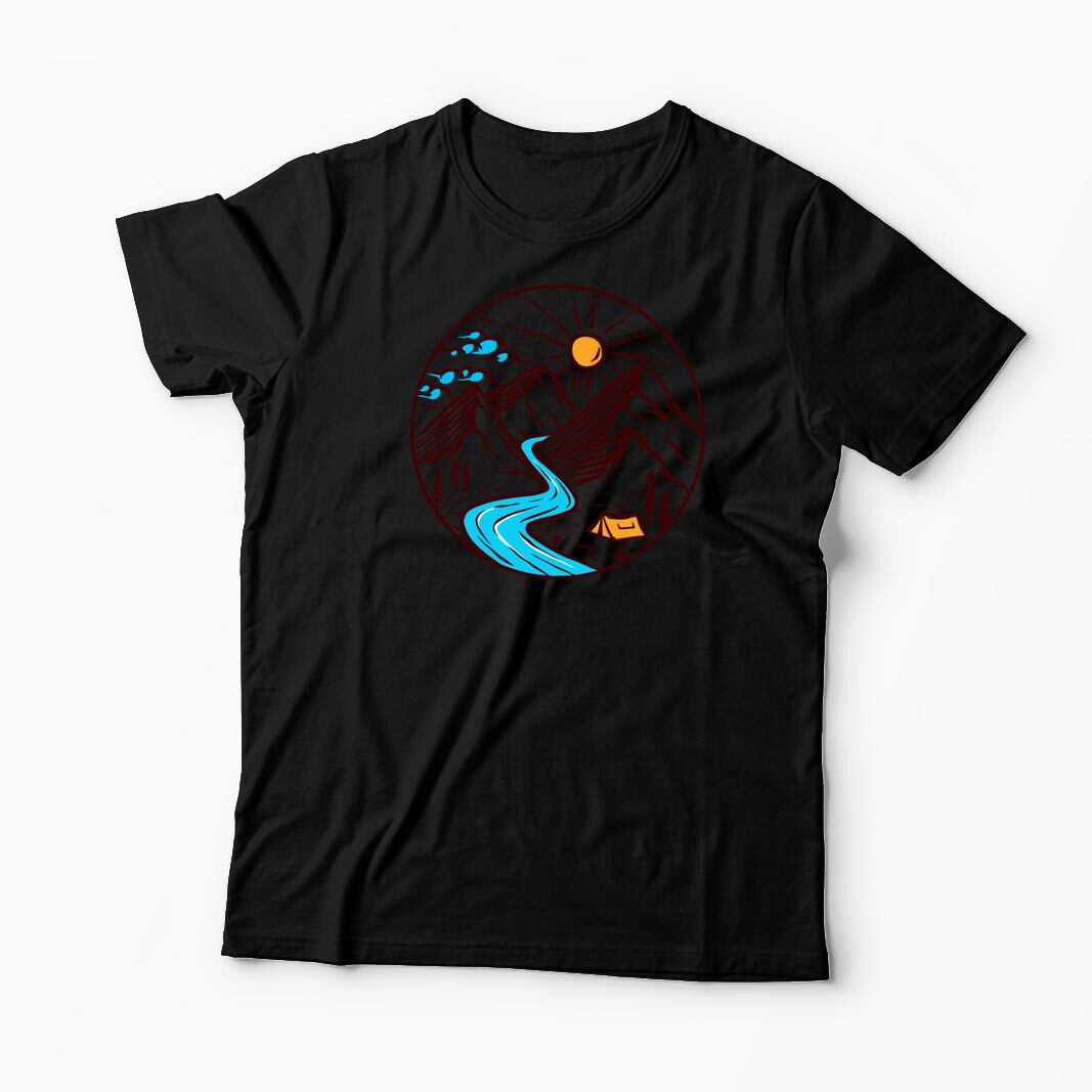 Tricou Personalizat Drumeție Munți Natură - Bărbați-Negru