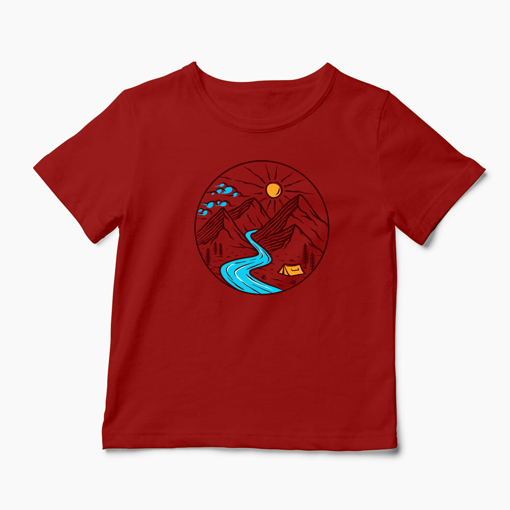 Tricou Personalizat Drumeție Munți Natură - Copii-Roșu
