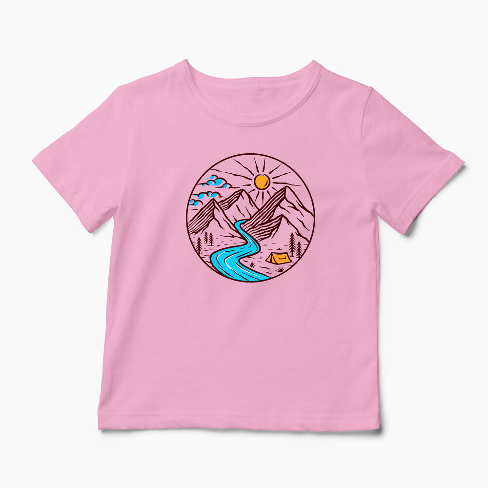 Tricou Personalizat Drumeție Munți Natură - Copii-Roz
