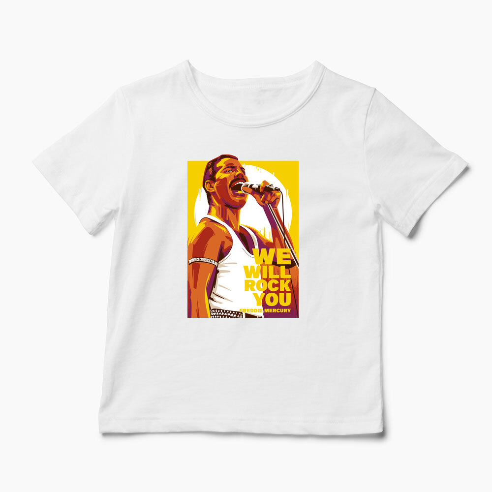 Tricou Personalizat Freddie Mercury We Will Rock You - Copii-Alb