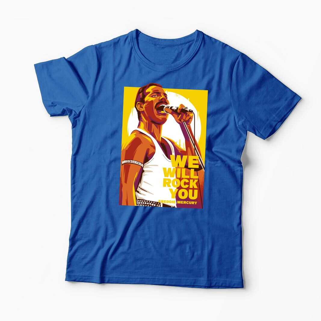 Tricou Personalizat Freddie Mercury We Will Rock You - Bărbați-Albastru Regal