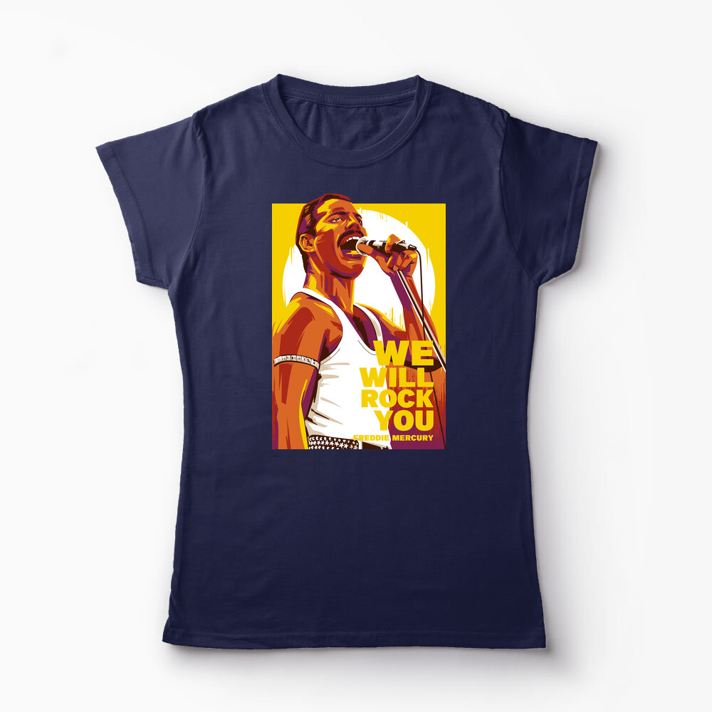 Tricou Personalizat Freddie Mercury We Will Rock You - Femei-Bleumarin