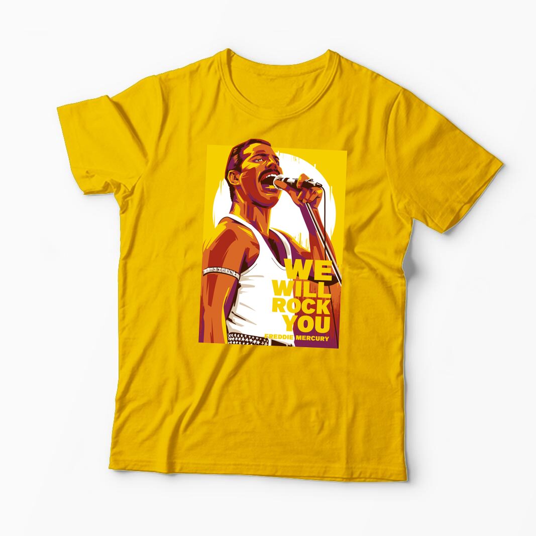 Tricou Personalizat Freddie Mercury We Will Rock You - Bărbați-Galben
