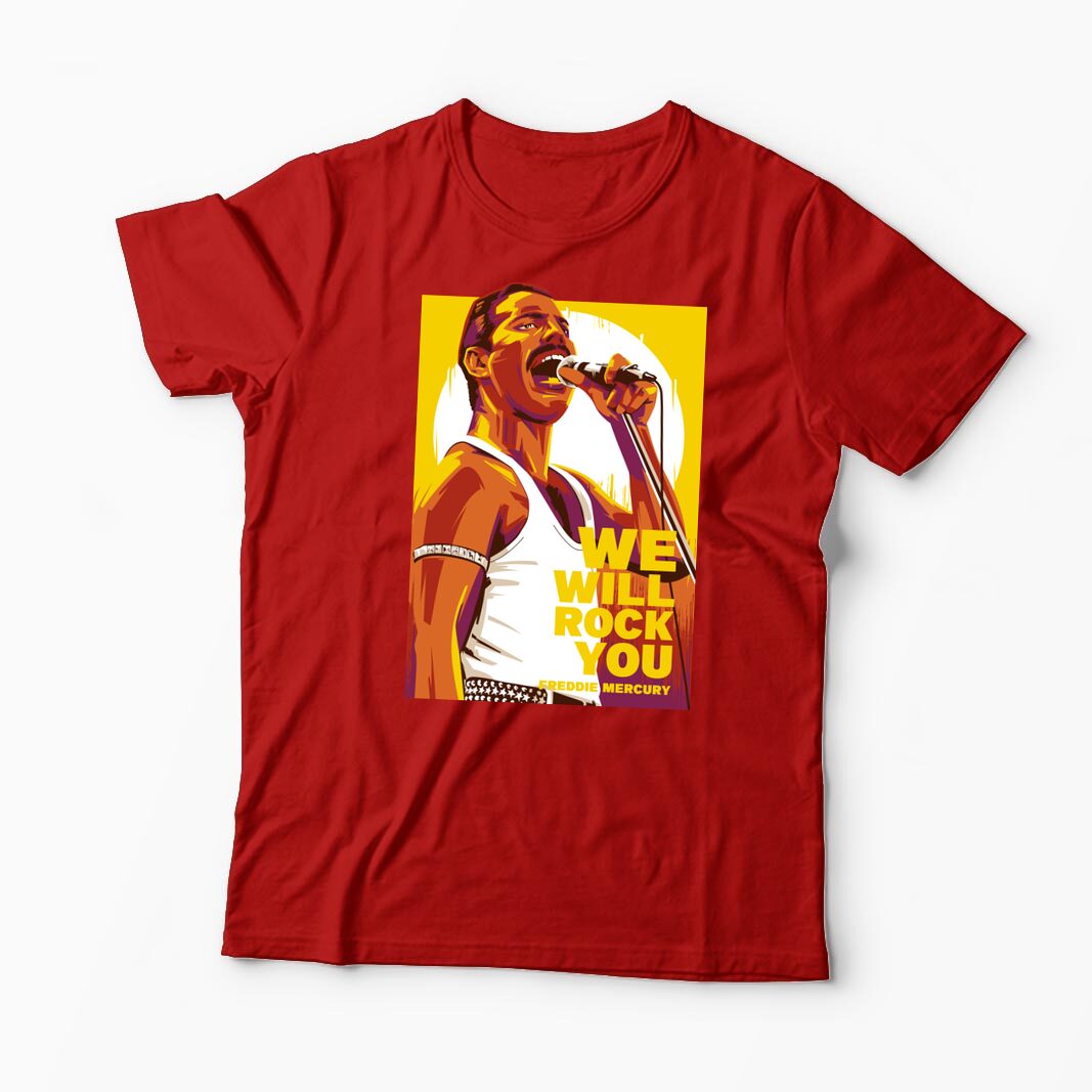 Tricou Personalizat Freddie Mercury We Will Rock You - Bărbați-Roșu