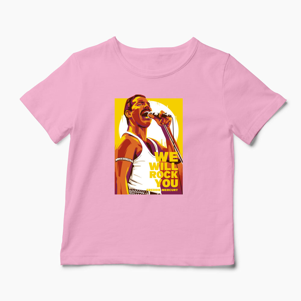 Tricou Personalizat Freddie Mercury We Will Rock You - Copii-Roz