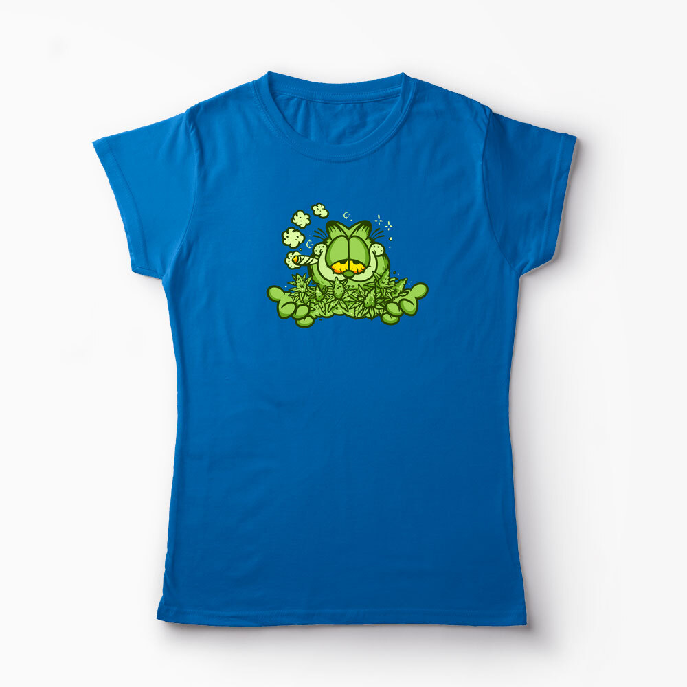 Tricou Personalizat Garfield Enjoy 420 - Femei-Albastru Regal