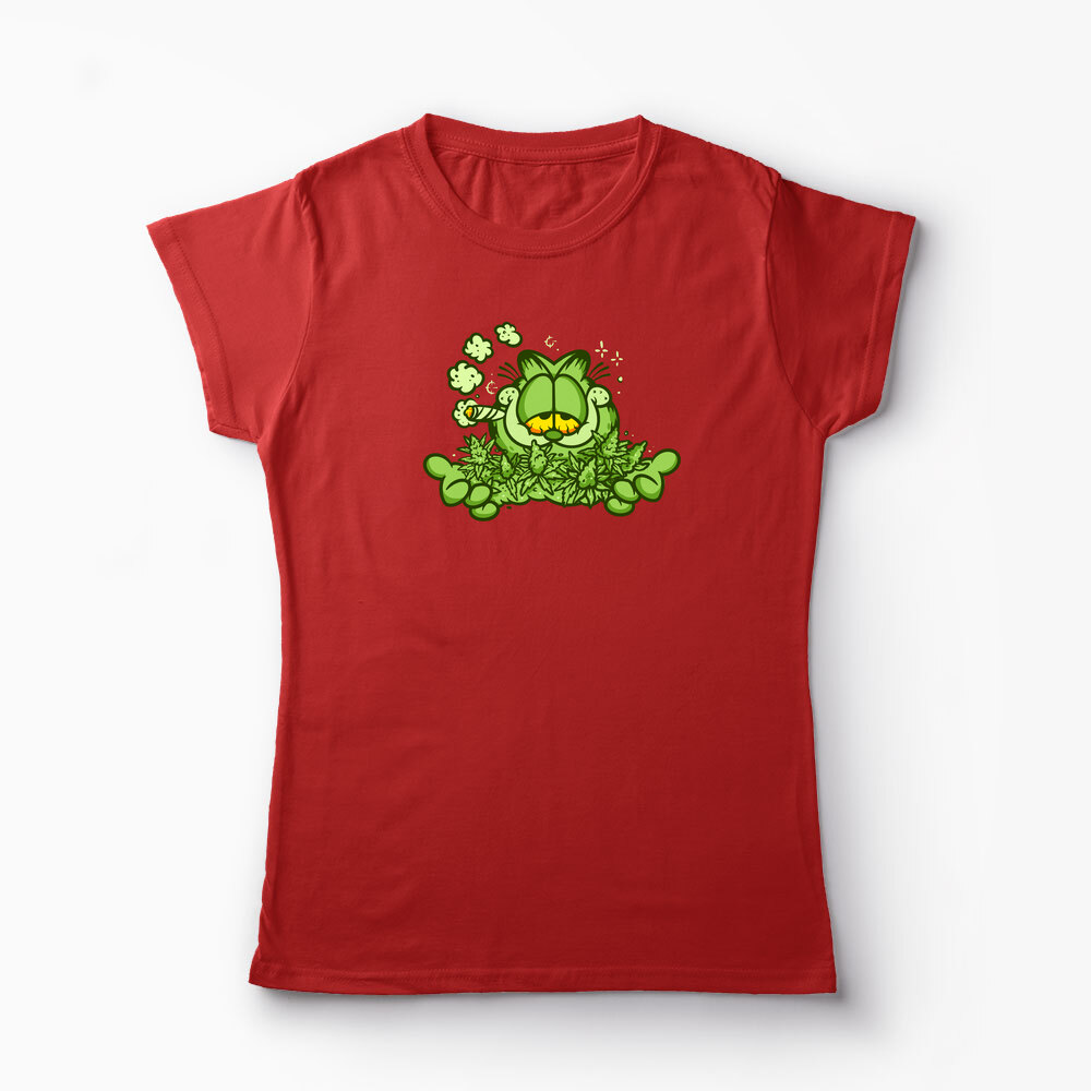 Tricou Personalizat Garfield Enjoy 420 - Femei-Roșu