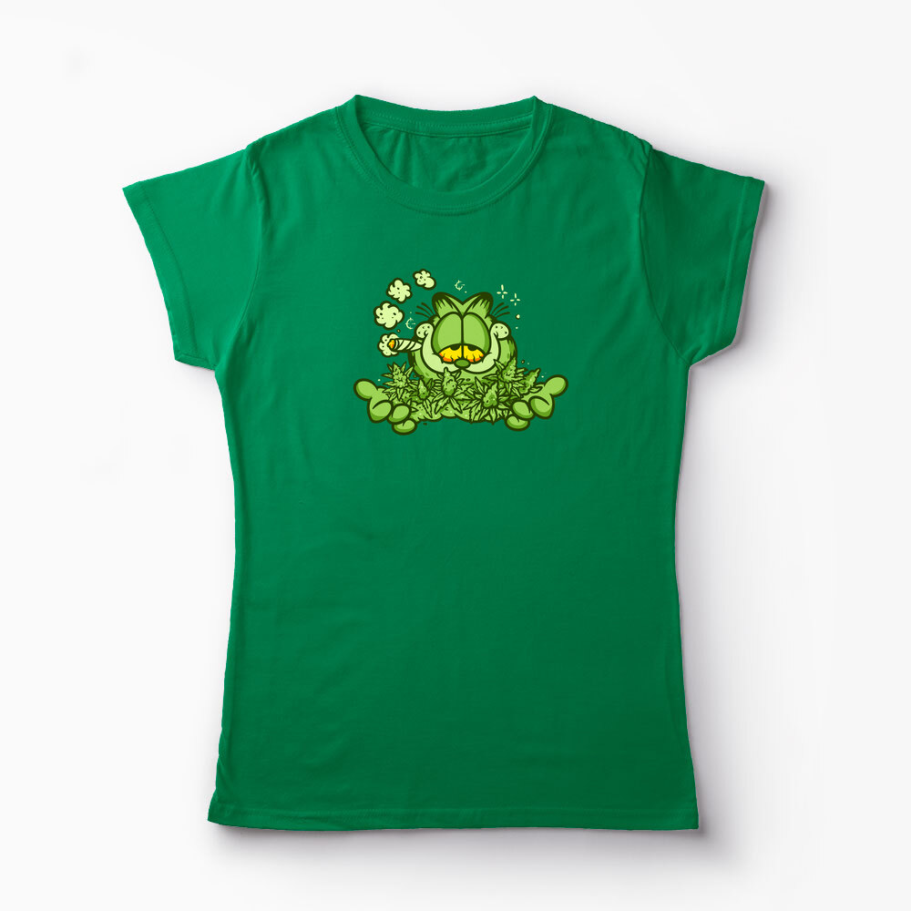 Tricou Personalizat Garfield Enjoy 420 - Femei-Verde