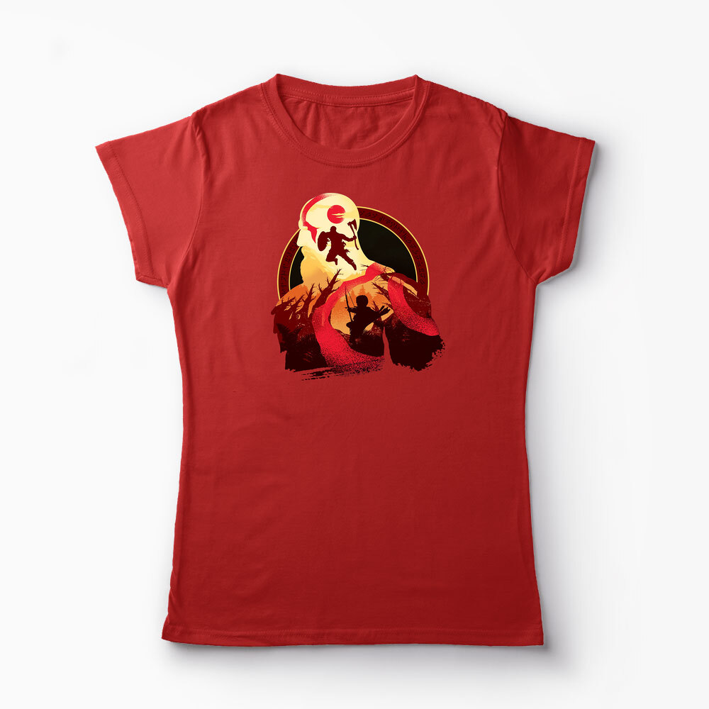 Tricou Personalizat God Of War Adventură cu Tată - Femei-Roșu