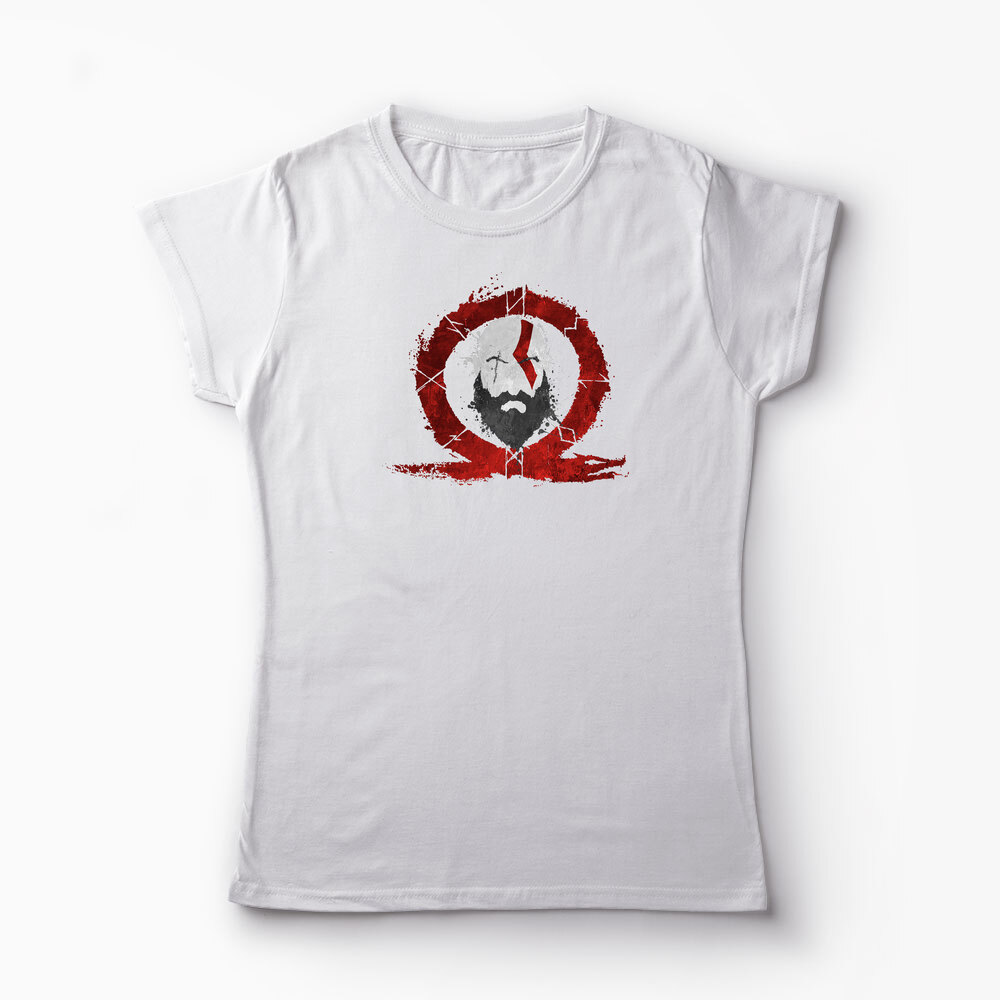 Tricou Personalizat God Of War Kratos Logo - Femei-Alb