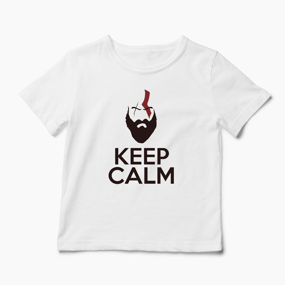 Tricou Personalizat GOW Kratos Keep Calm - Copii-Alb