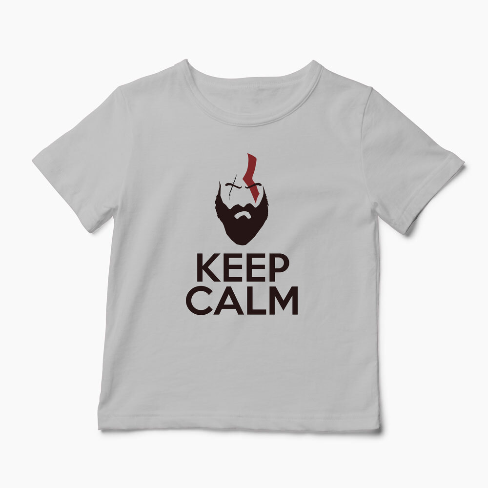 Tricou Personalizat GOW Kratos Keep Calm - Copii-Gri