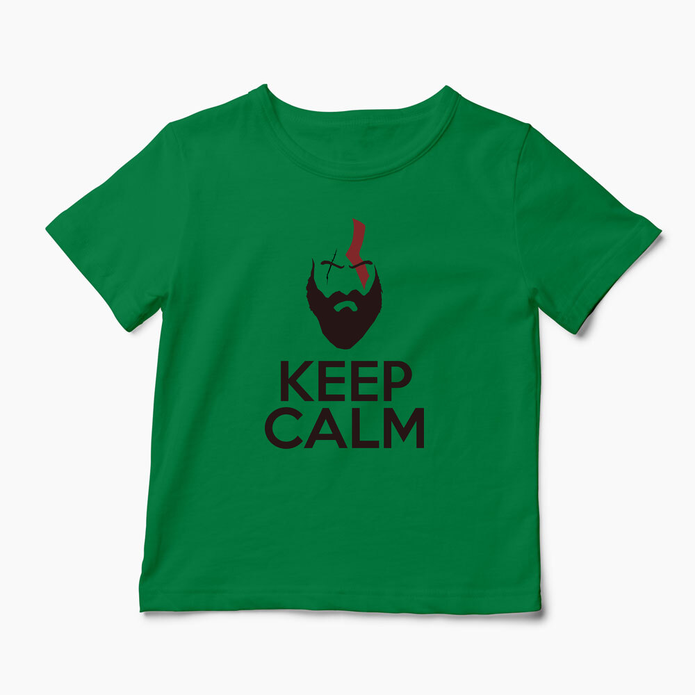 Tricou Personalizat GOW Kratos Keep Calm - Copii-Verde