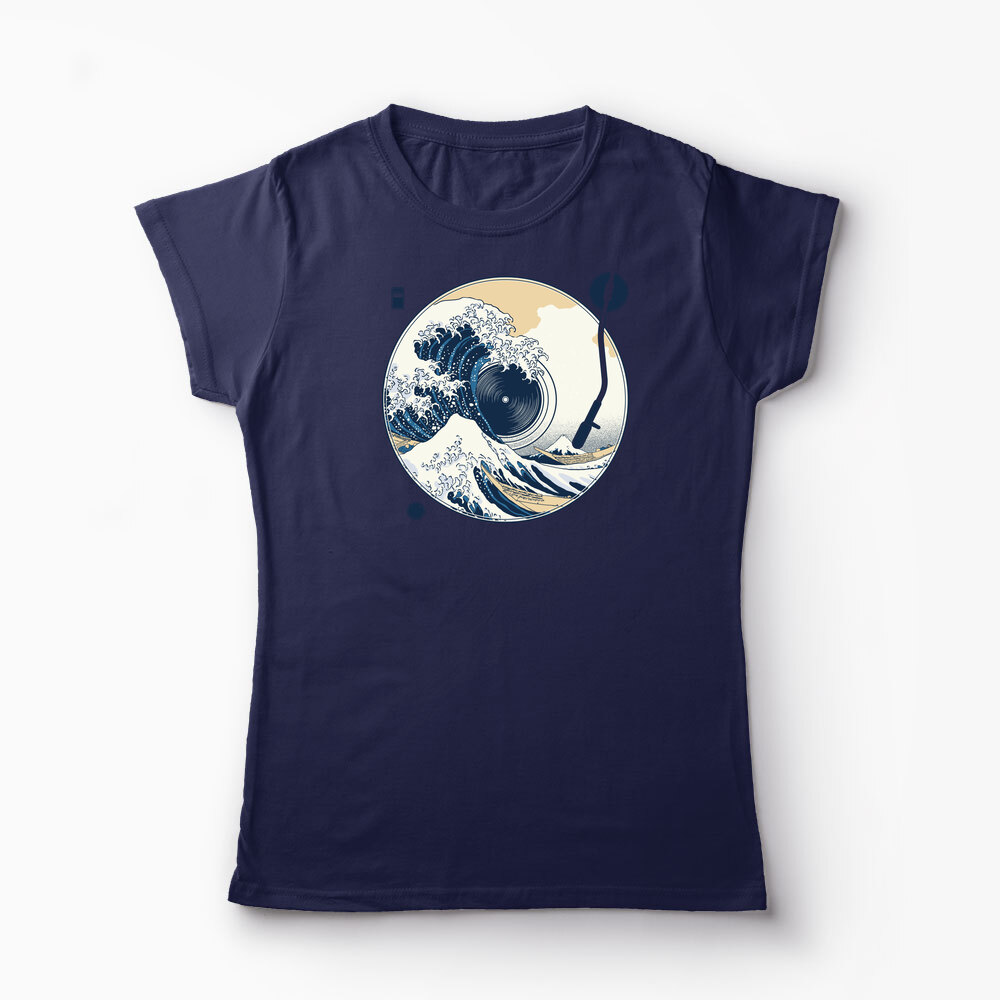 Tricou Personalizat Great Wave Sound - Sunetul Marelui Val - Femei-Bleumarin