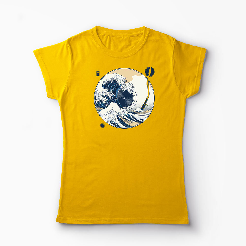 Tricou Personalizat Great Wave Sound - Sunetul Marelui Val - Femei-Galben