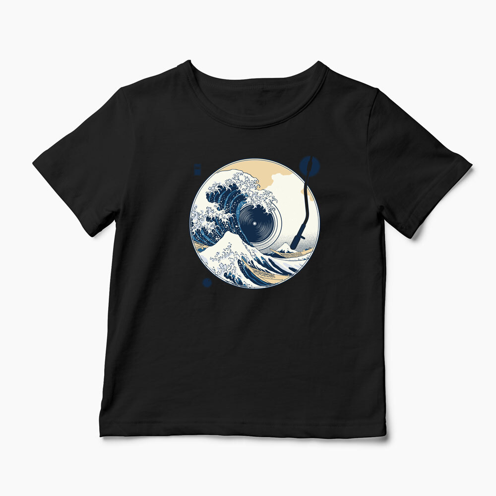 Tricou Personalizat Great Wave Sound - Sunetul Marelui Val - Copii-Negru