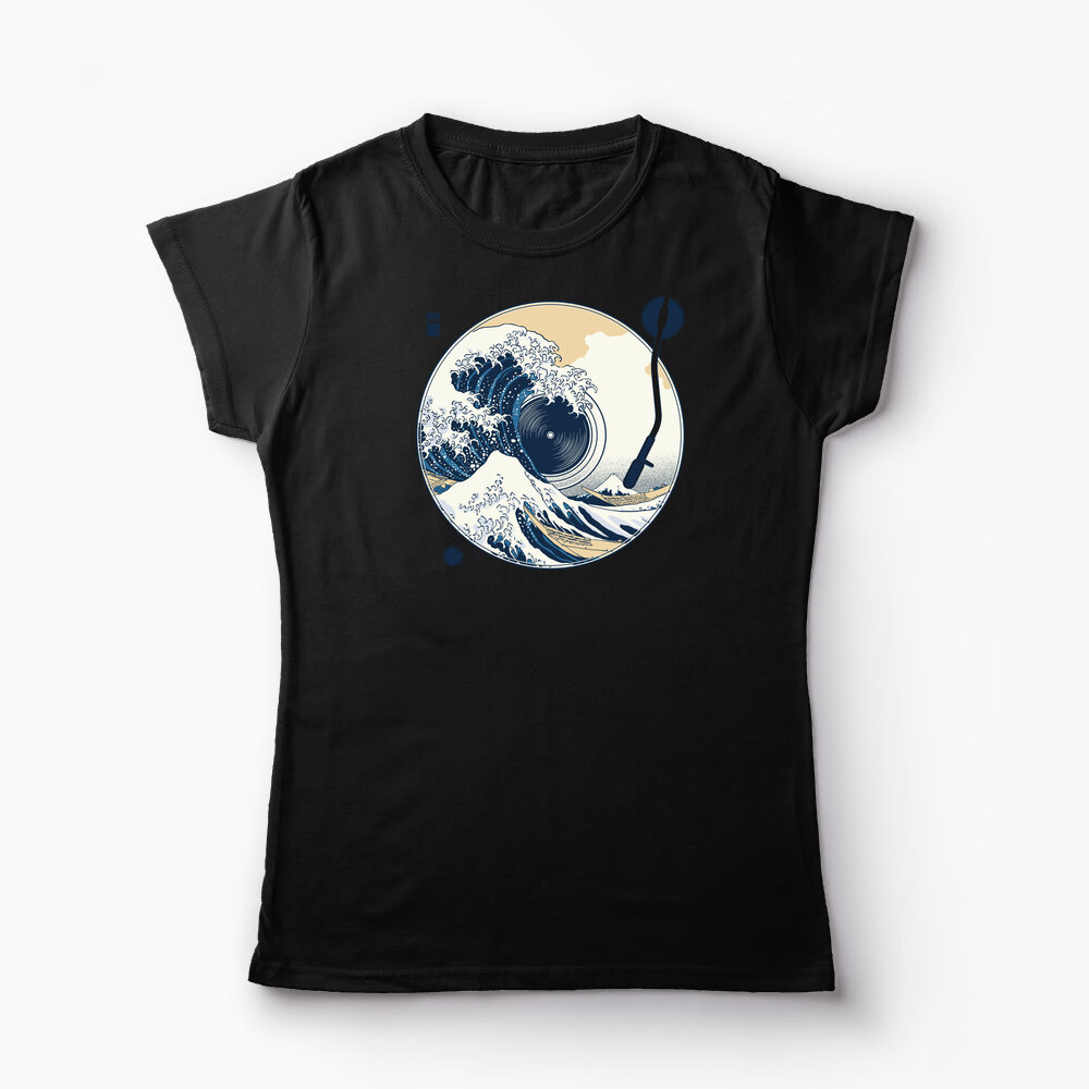 Tricou Personalizat Great Wave Sound - Sunetul Marelui Val - Femei-Negru