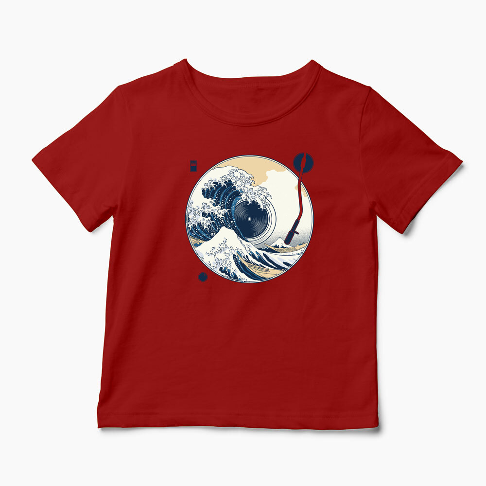 Tricou Personalizat Great Wave Sound - Sunetul Marelui Val - Copii-Roșu