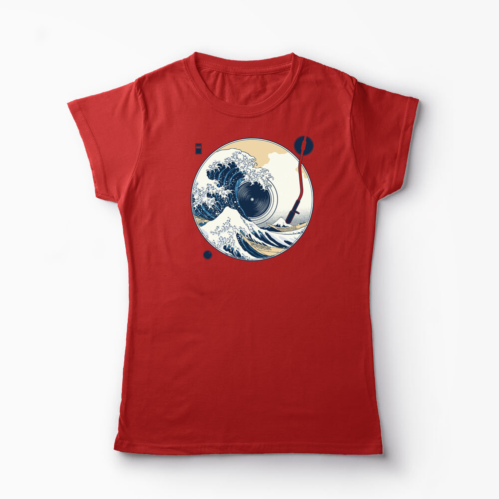 Tricou Personalizat Great Wave Sound - Sunetul Marelui Val - Femei-Roșu