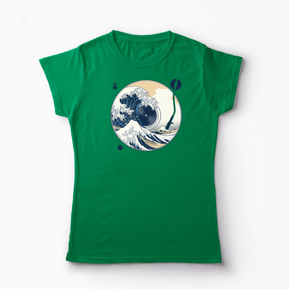 Tricou Personalizat Great Wave Sound - Sunetul Marelui Val - Femei-Verde