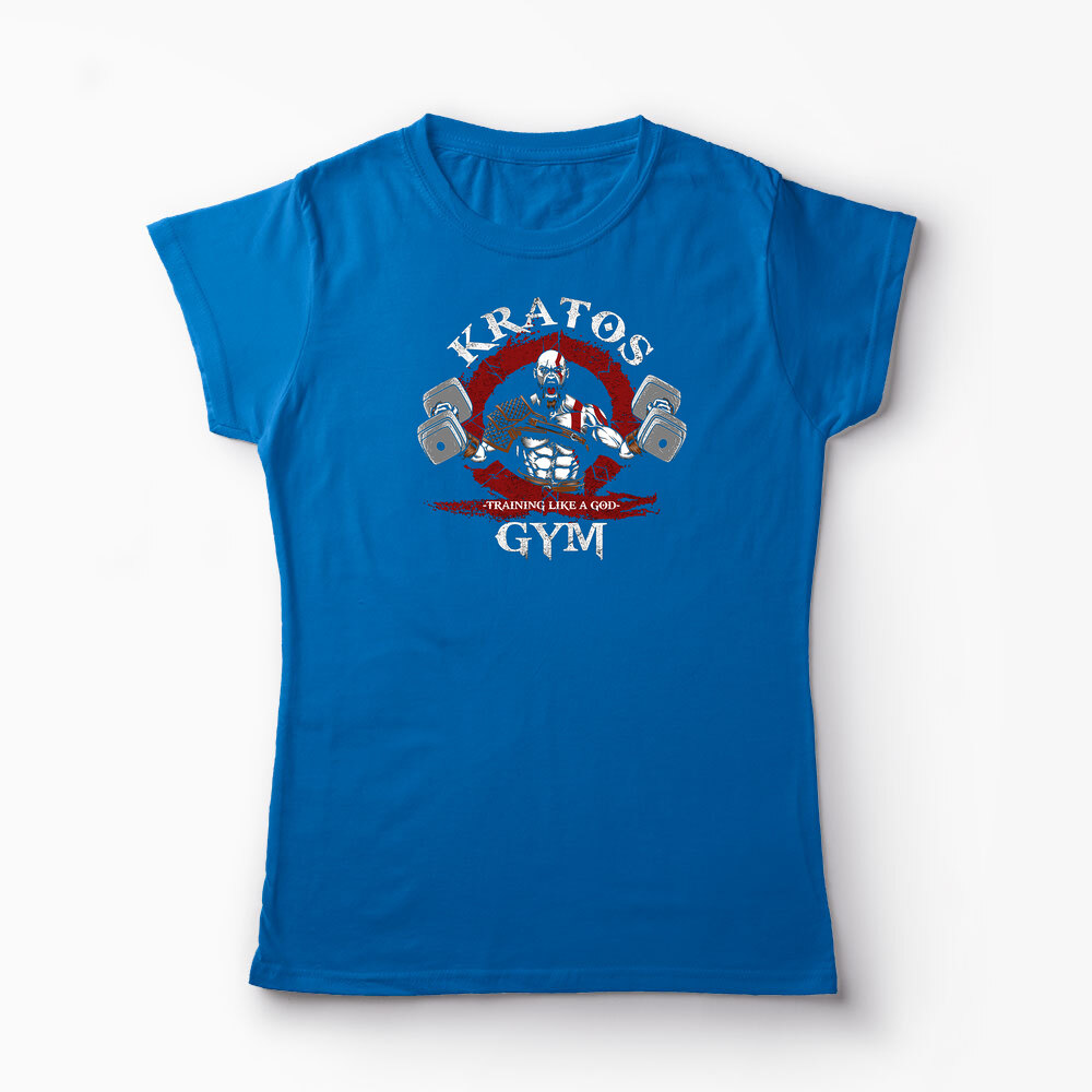 Tricou Personalizat Gym Kratos-Training Like A God - Femei-Albastru Regal