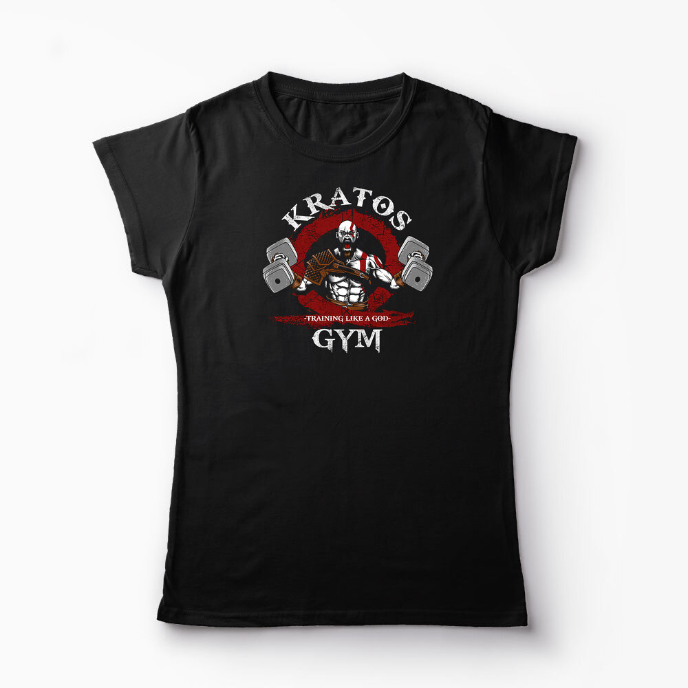 Tricou Personalizat Gym Kratos-Training Like A God - Femei-Negru
