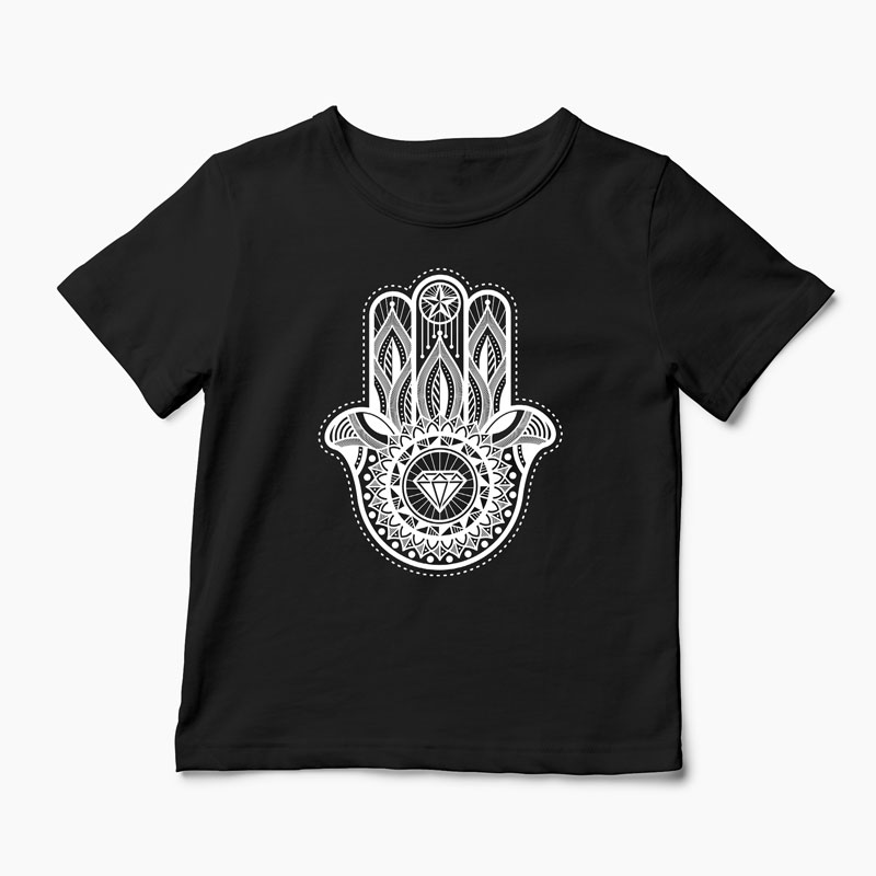 Tricou Personalizat Hamsa Hand - Copii-Negru
