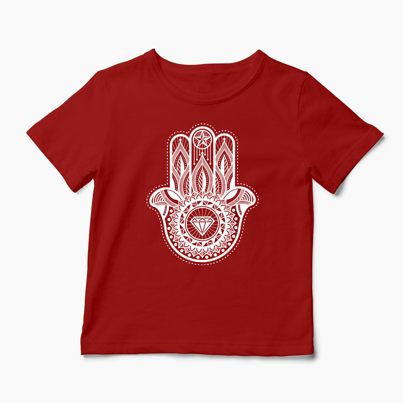 Tricou Personalizat Hamsa Hand - Copii-Roșu