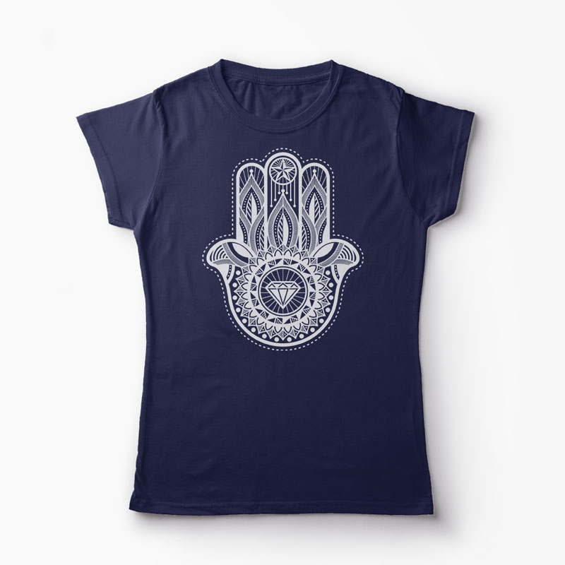 Tricou Personalizat Hamsa Hand - Femei-Bleumarin