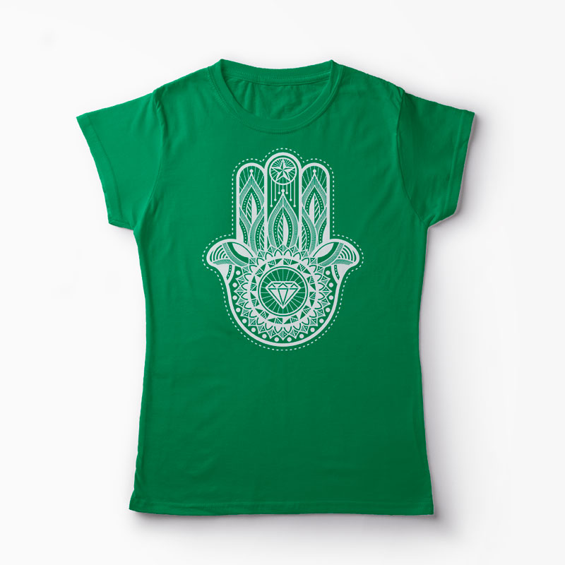 Tricou Personalizat Hamsa Hand - Femei-Verde