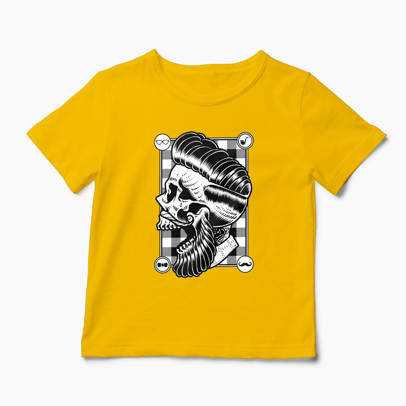 Tricou Personalizat Hipster Skull - Copii-Galben
