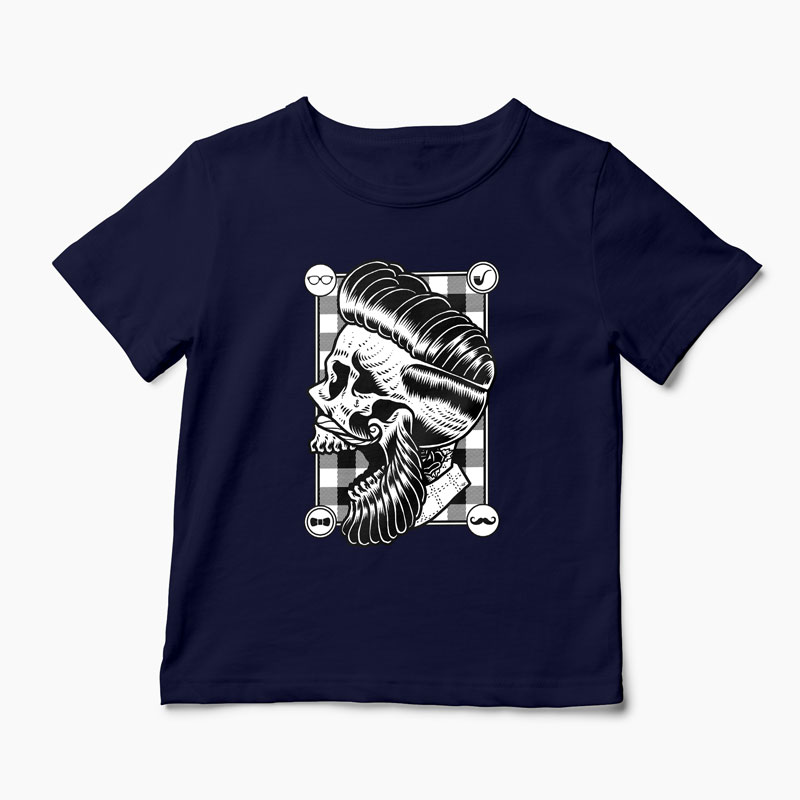 Tricou Personalizat Hipster Skull - Copii-Bleumarin