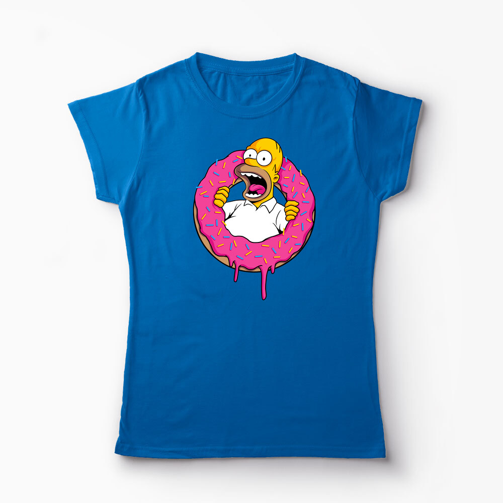 Tricou Personalizat Homer Simpson Sweet Cream - Femei-Albastru Regal