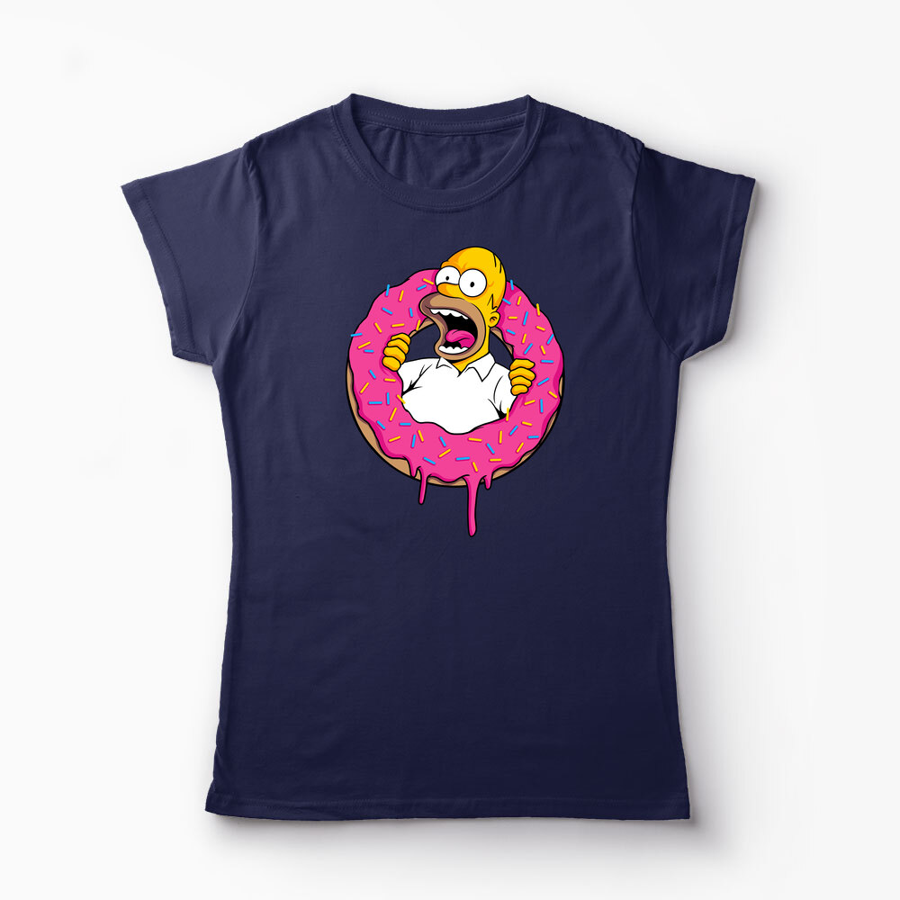 Tricou Personalizat Homer Simpson Sweet Cream - Femei-Bleumarin