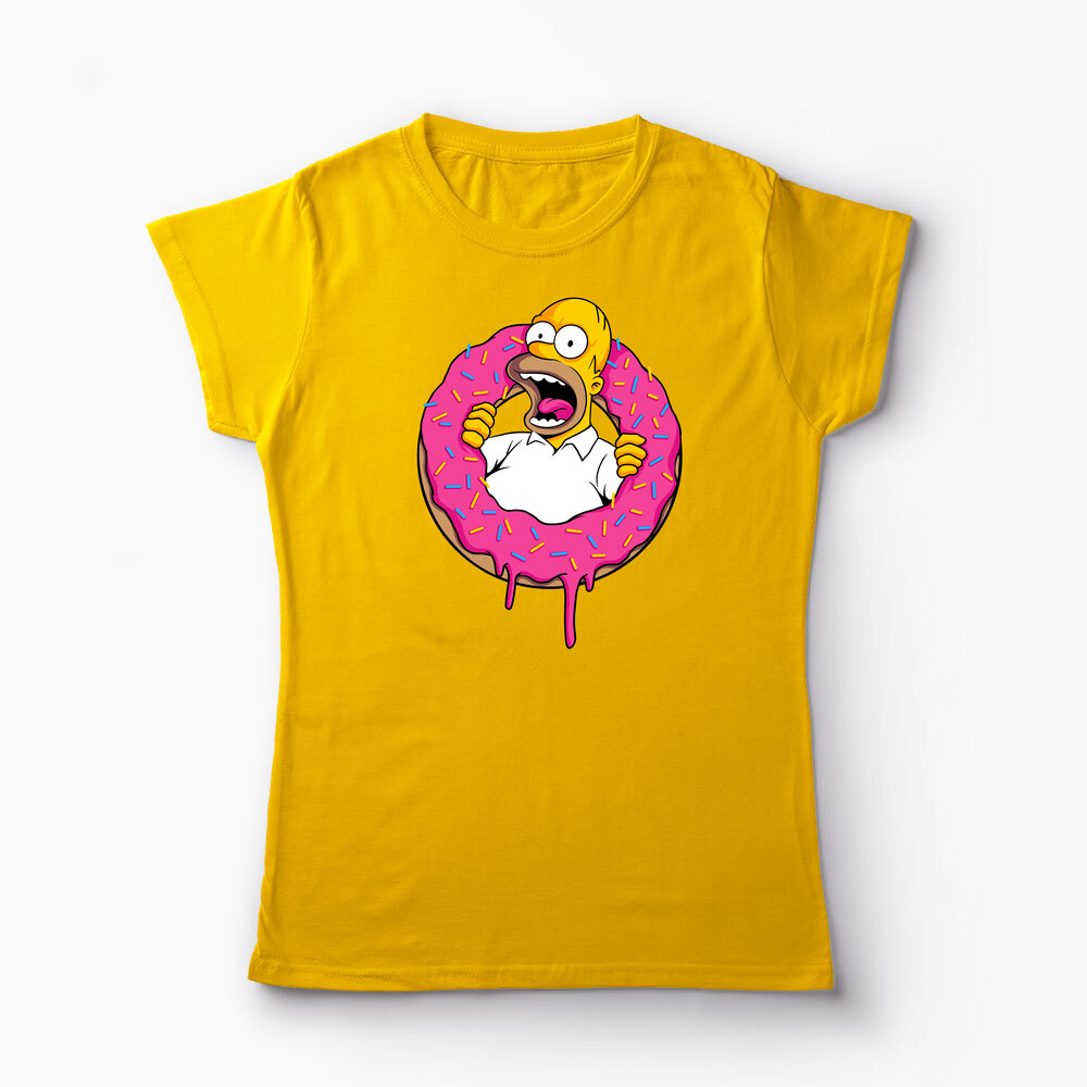 Tricou Personalizat Homer Simpson Sweet Cream - Femei-Galben