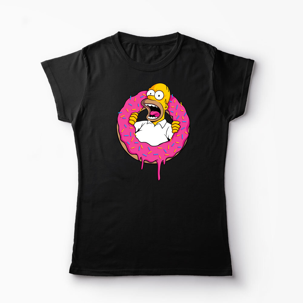Tricou Personalizat Homer Simpson Sweet Cream - Femei-Negru