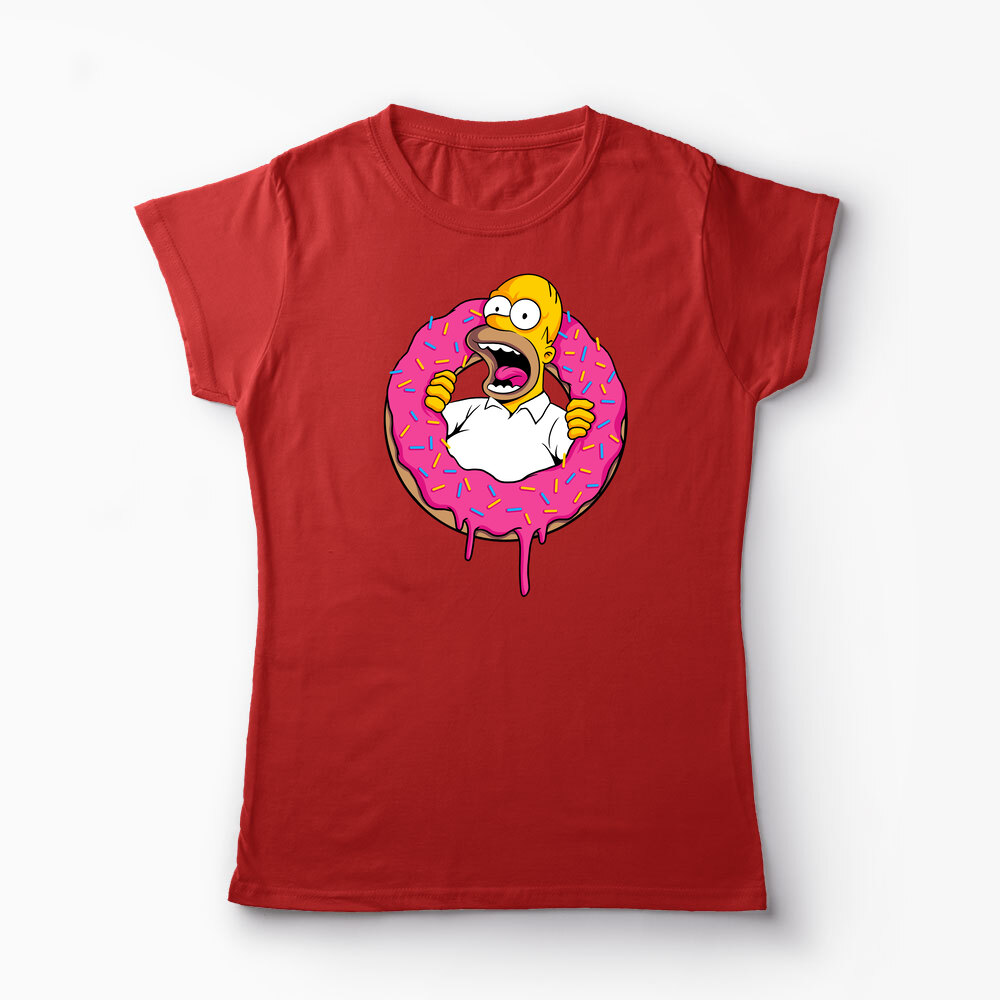 Tricou Personalizat Homer Simpson Sweet Cream - Femei-Roșu